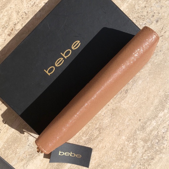 BEBE Rose Gold Sparkle Faux Leather Wristlet / Clutch / Wallet 8"x 4" - Picture 6 of 12